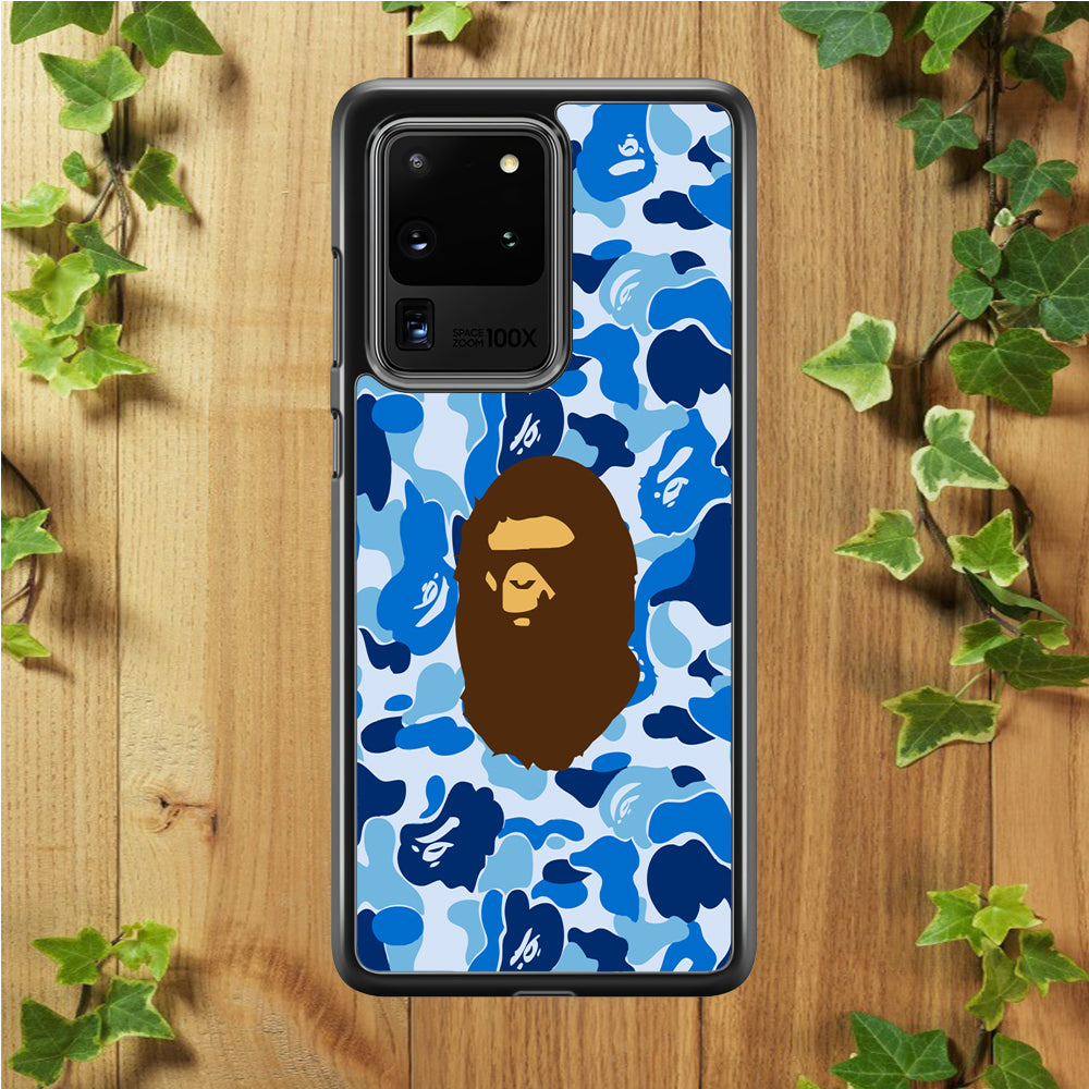 Camo Blue Head Monkey Samsung Galaxy S20 Ultra Case