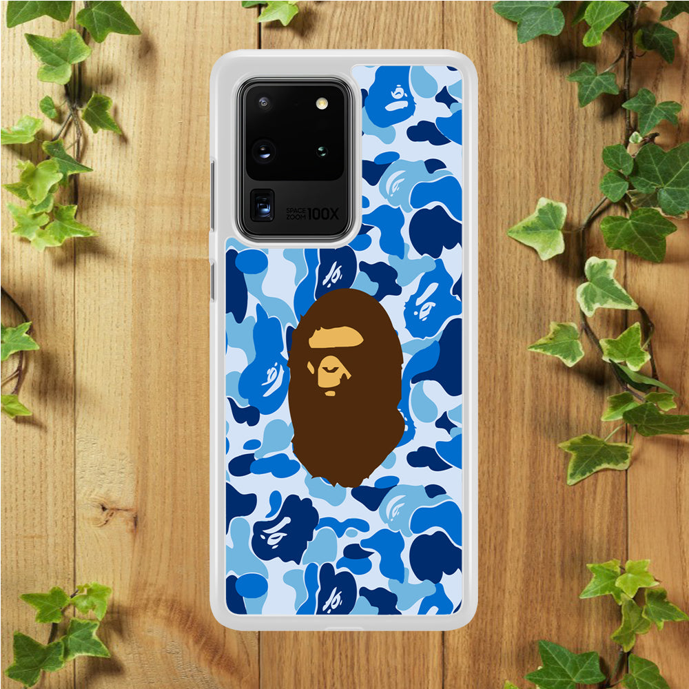 Camo Blue Head Monkey Samsung Galaxy S20 Ultra Case