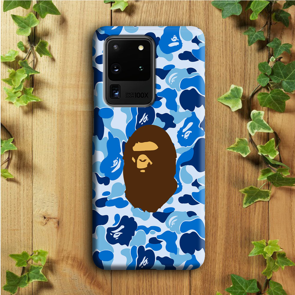 Camo Blue Head Monkey Samsung Galaxy S20 Ultra Case