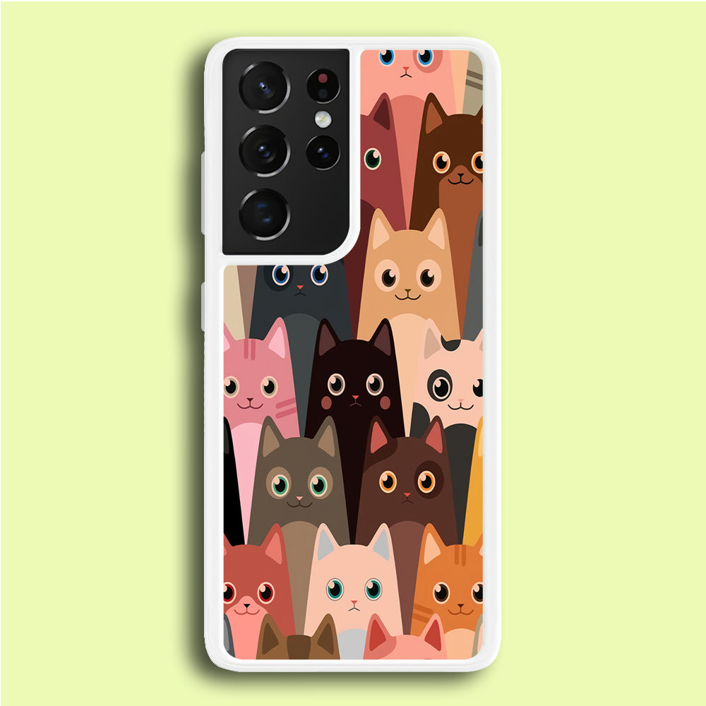 Cute Cat Doodle Samsung Galaxy S21 Ultra Case