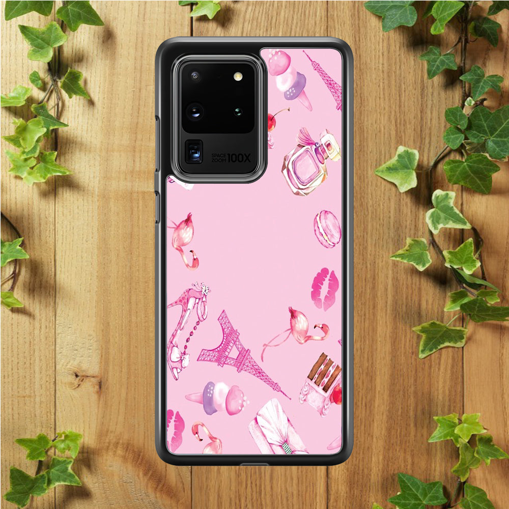 Cute Girly Pink Doodle Samsung Galaxy S20 Ultra Case