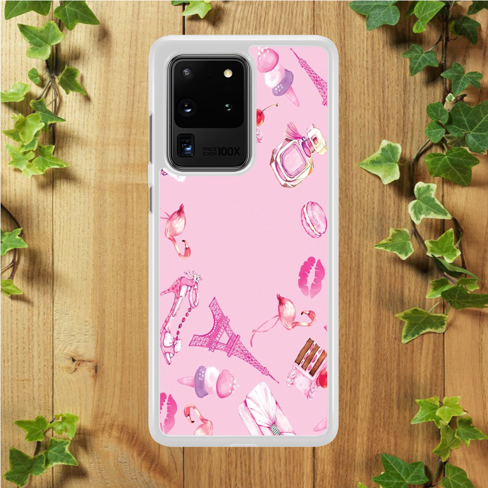 Cute Girly Pink Doodle Samsung Galaxy S20 Ultra Case