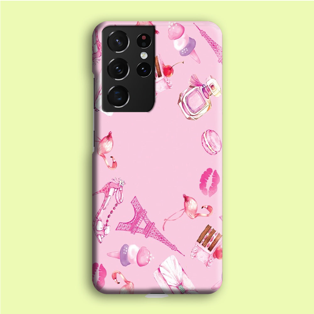 Cute Girly Pink Doodle Samsung Galaxy S21 Ultra Case