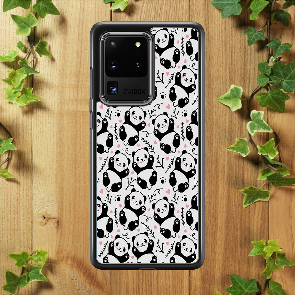 Cute Panda White Doodle Samsung Galaxy S20 Ultra Case