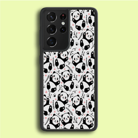 Cute Panda White Doodle Samsung Galaxy S21 Ultra Case