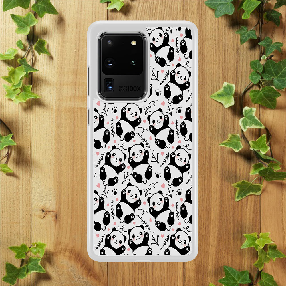 Cute Panda White Doodle Samsung Galaxy S20 Ultra Case