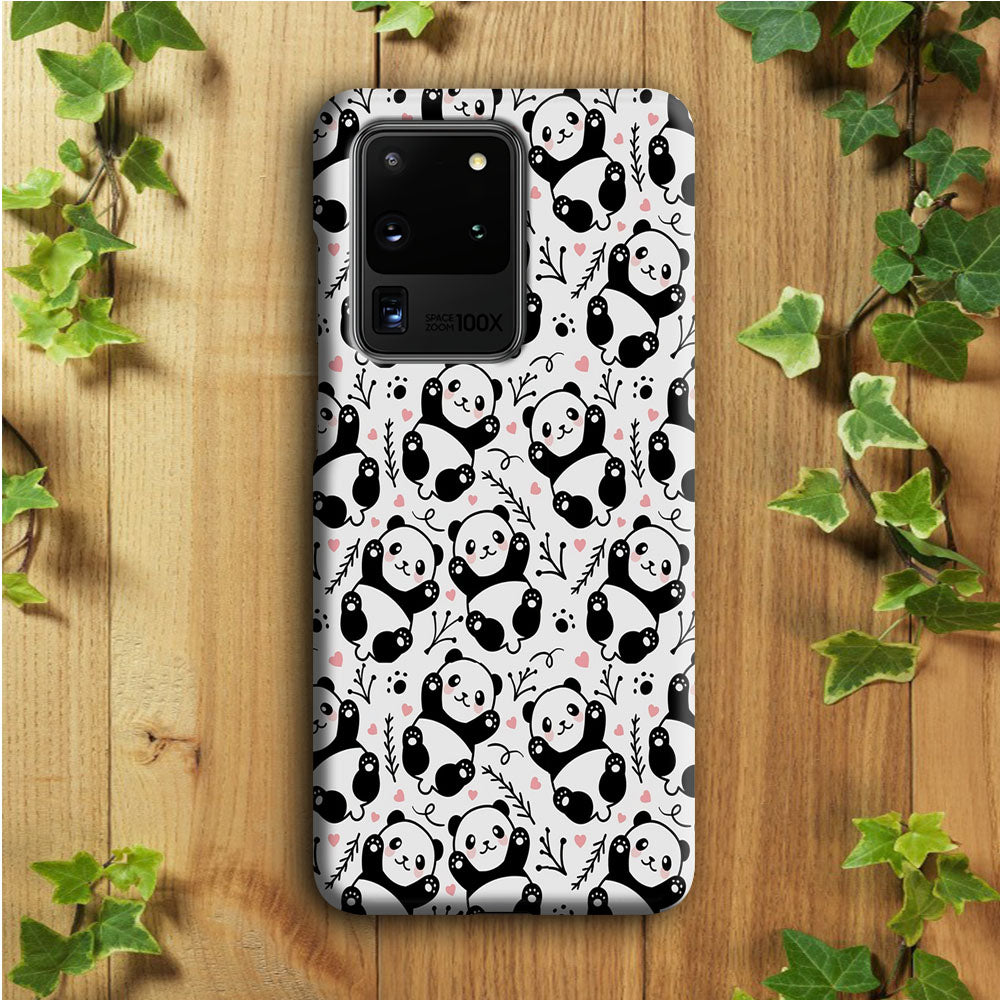 Cute Panda White Doodle Samsung Galaxy S20 Ultra Case