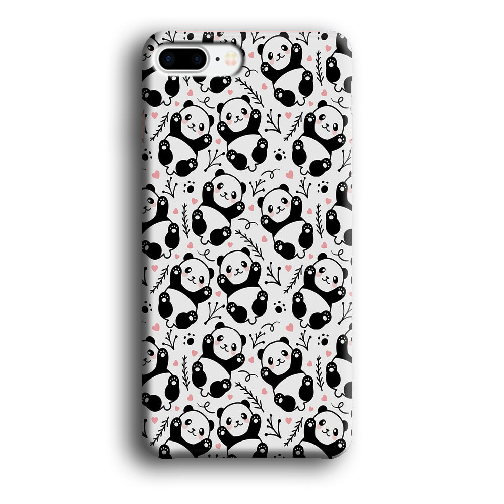 Panda White Doodle iPhone 8 Plus 3D Case