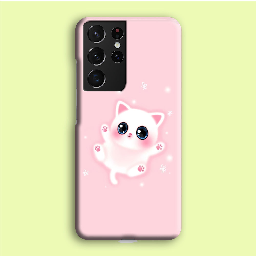 Cute White Kitten Samsung Galaxy S21 Ultra Case