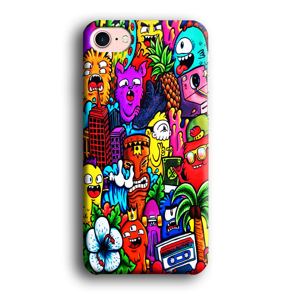 Doodle Cute Monsters iPhone 8 Case