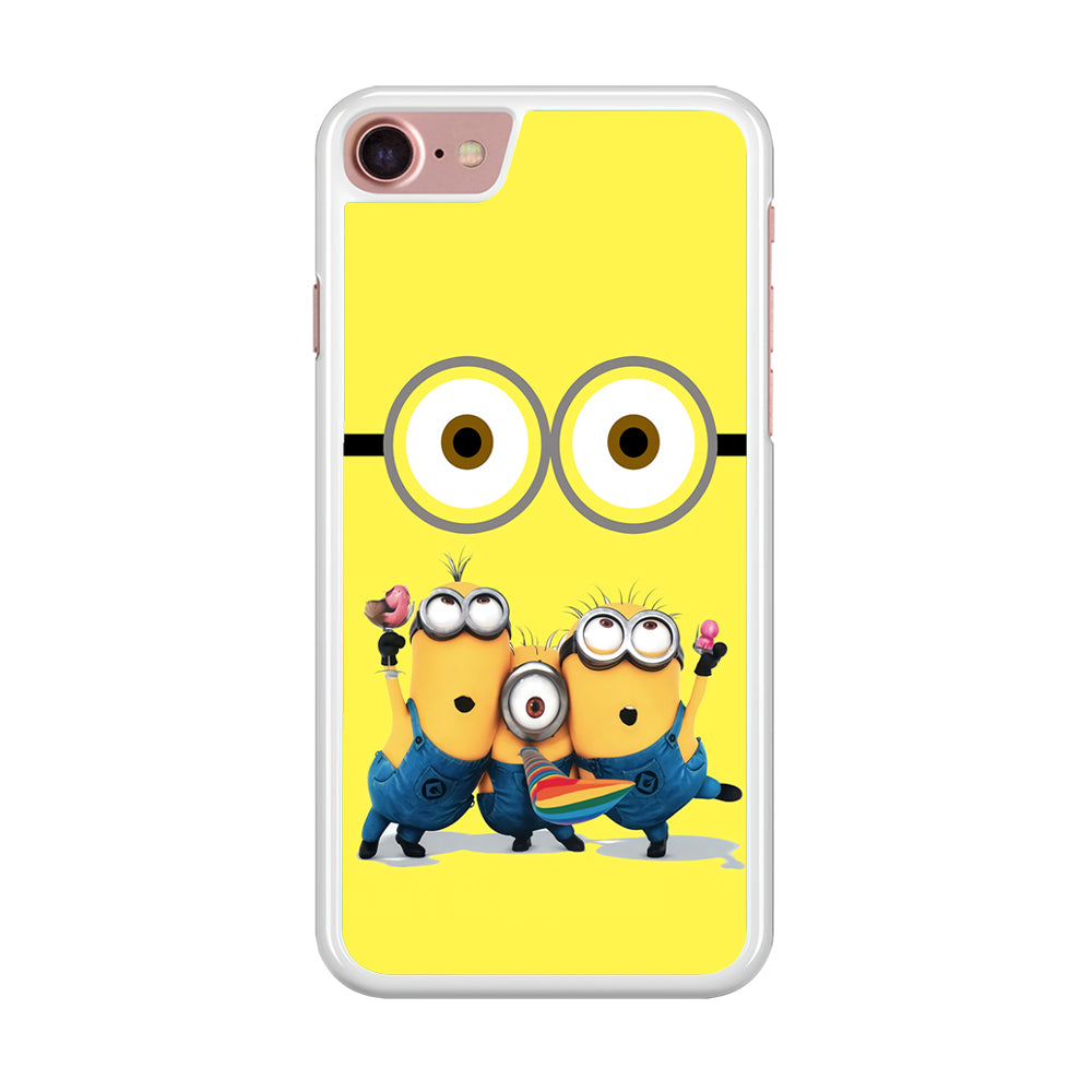 Eyes and Three Minions iPhone 8 Case