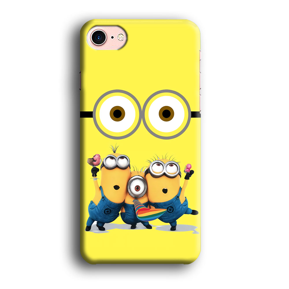 Eyes and Three Minions iPhone 8 Case