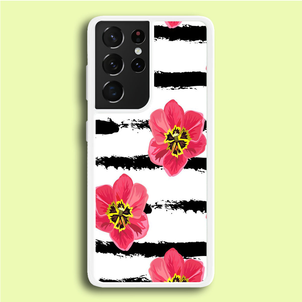 Flower Painting Streak Samsung Galaxy S21 Ultra Case