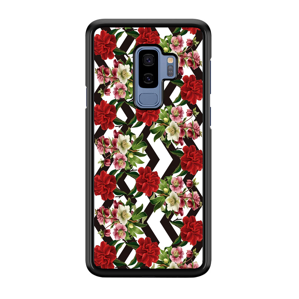 Flowers Zigzag Stripe Samsung Galaxy S9 Plus Case