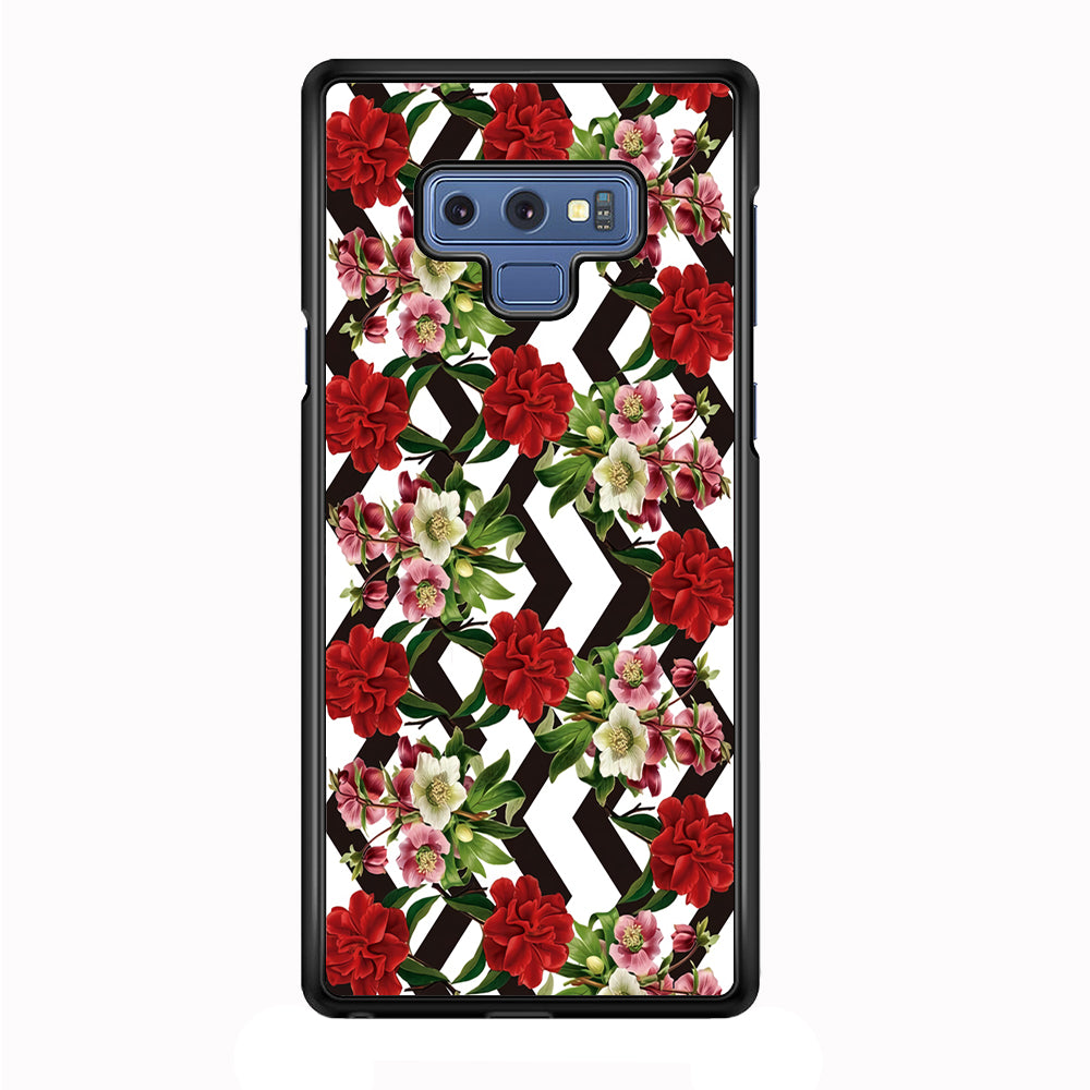 Flowers Zigzag Stripe Samsung Galaxy Note 9 Case