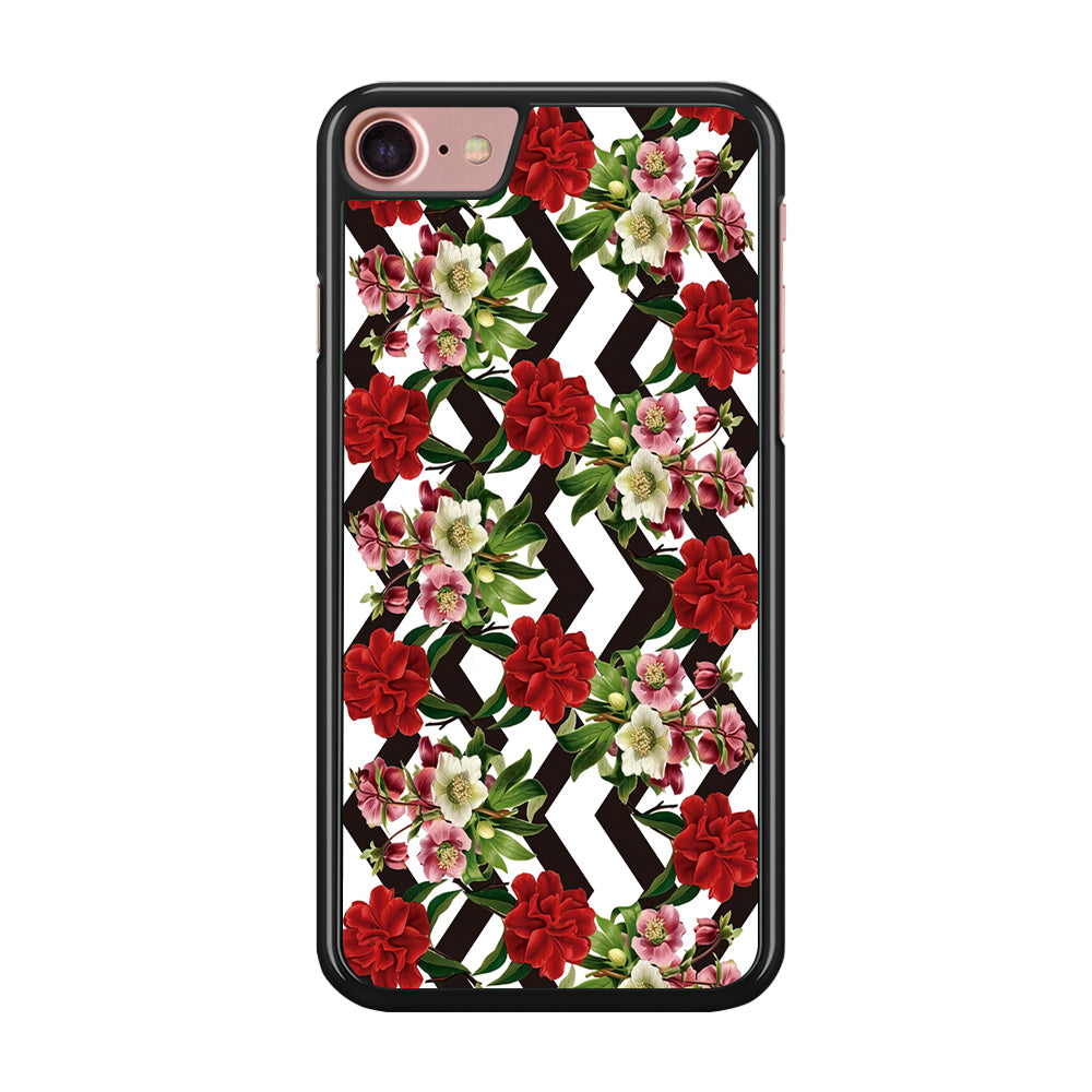 Flowers Zigzag Stripe iPhone 8 Case