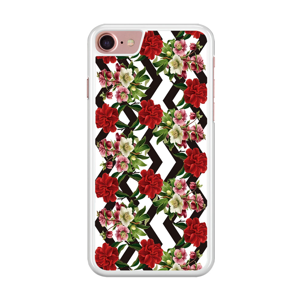 Flowers Zigzag Stripe iPhone 8 Case