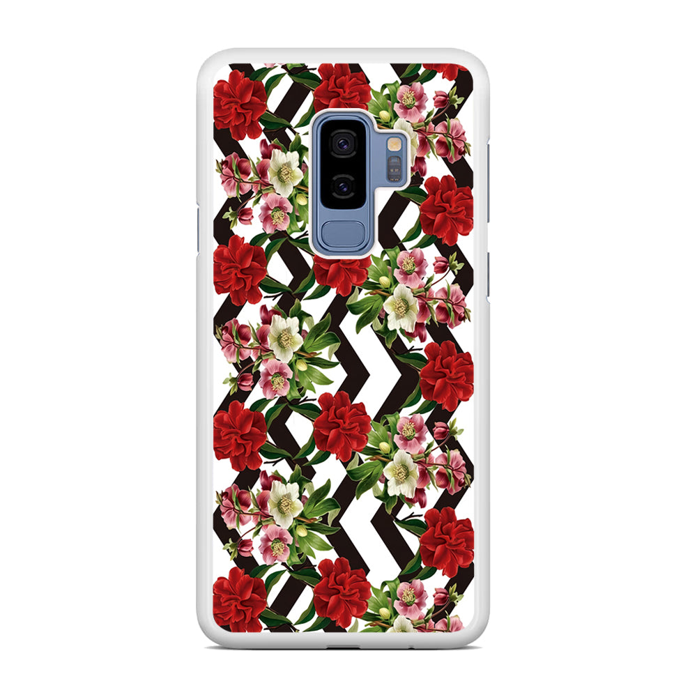 Flowers Zigzag Stripe Samsung Galaxy S9 Plus Case