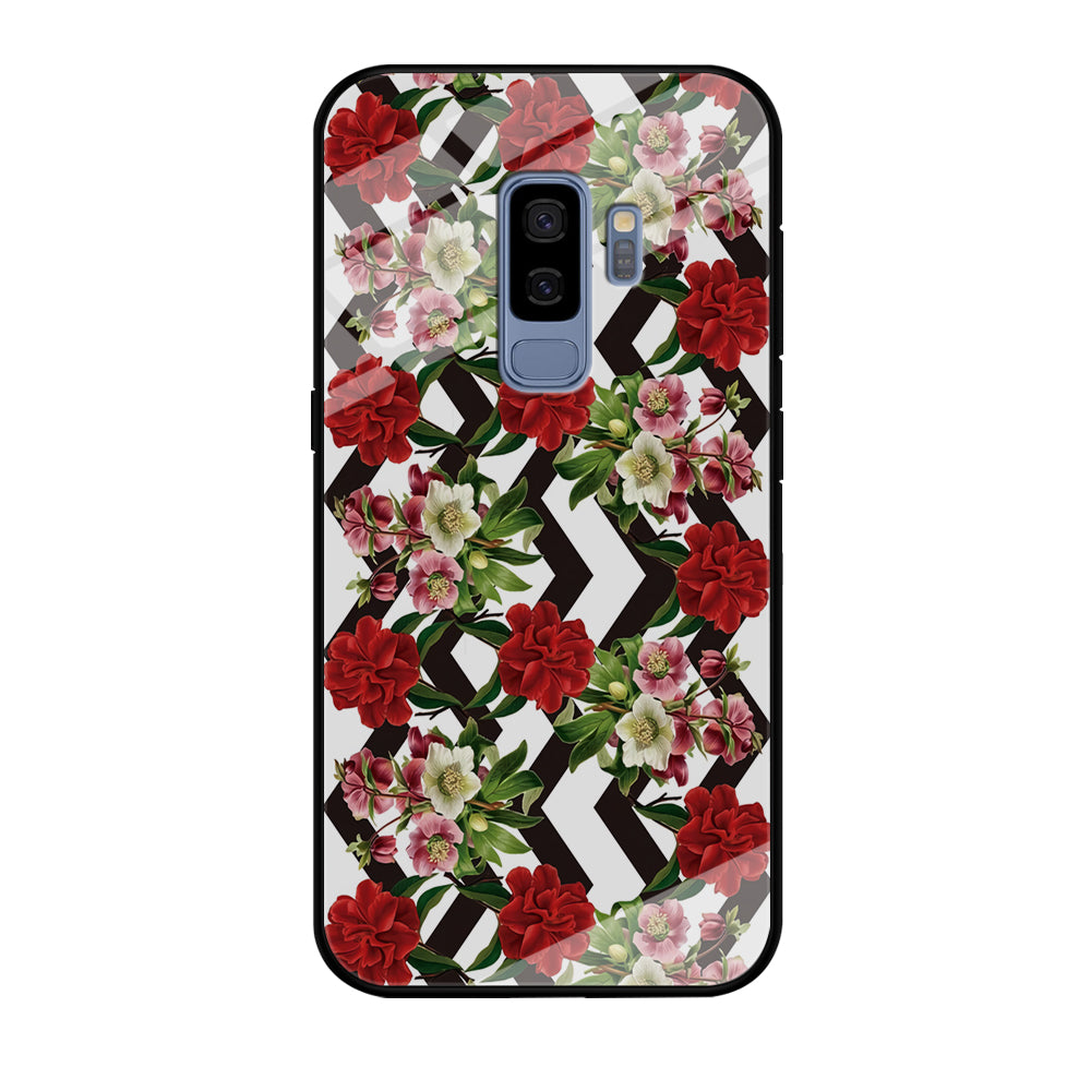 Flowers Zigzag Stripe Samsung Galaxy S9 Plus Case