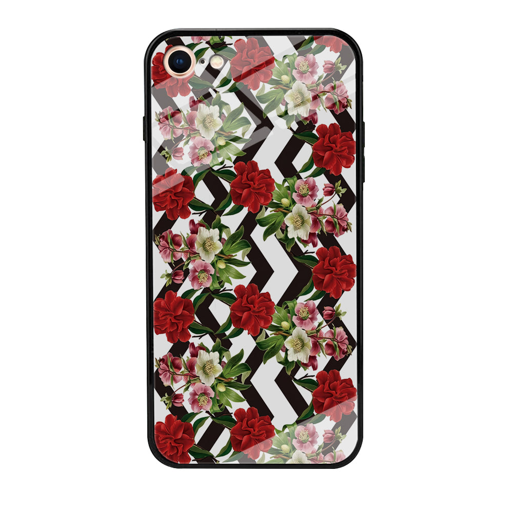 Flowers Zigzag Stripe iPhone 8 Case