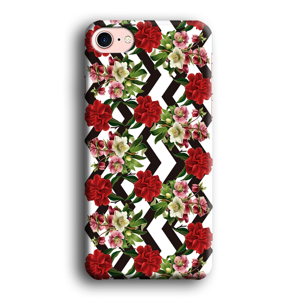 Flowers Zigzag Stripe iPhone 8 Case