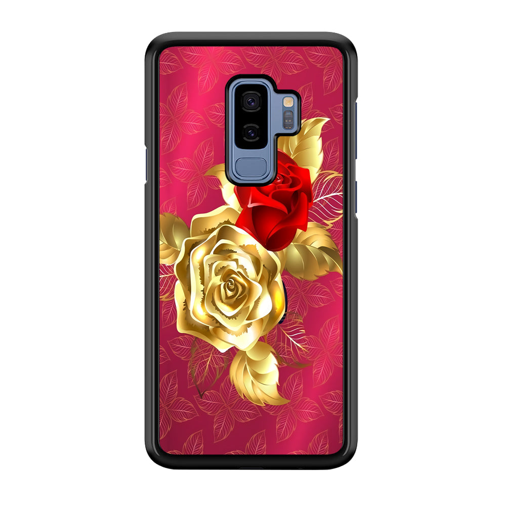 Girly Golden and Red Roses Samsung Galaxy S9 Plus Case