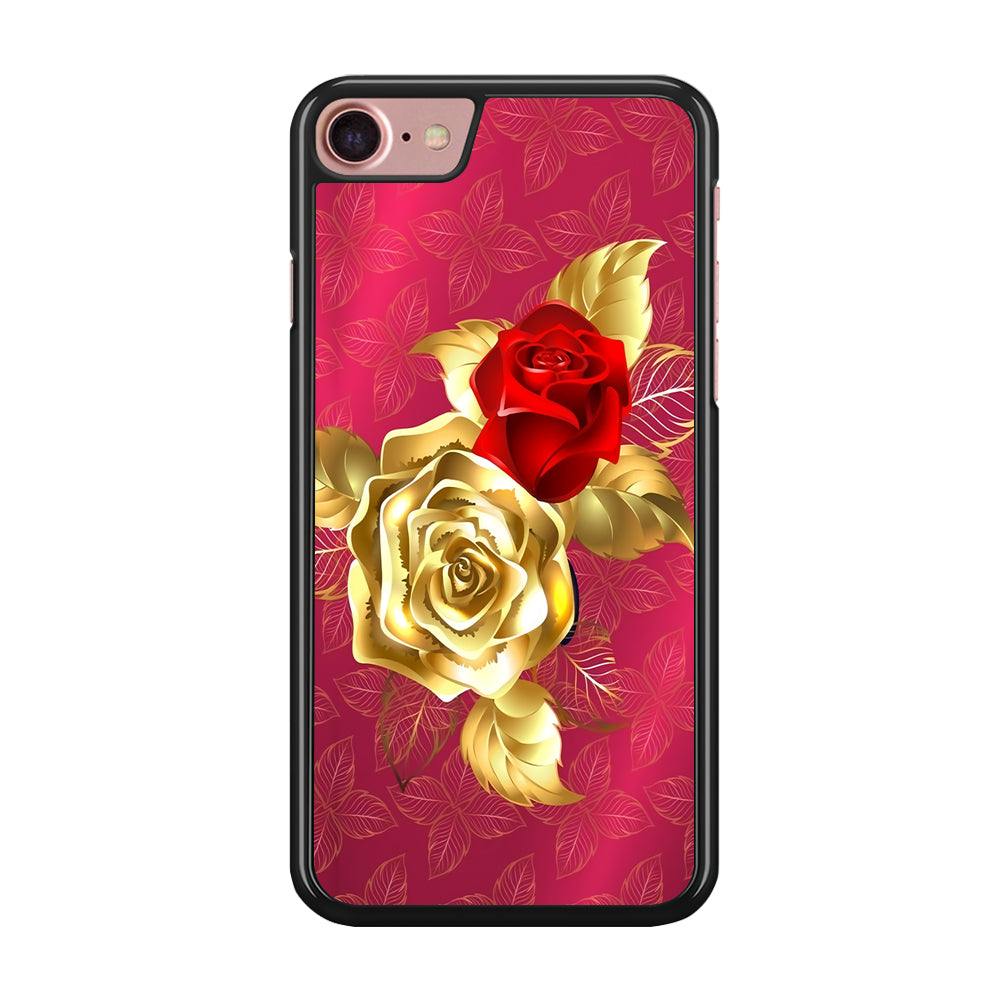 Girly Golden and Red Roses iPhone 8 Case