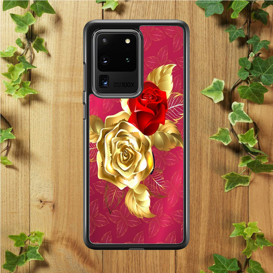 Girly Golden and Red Roses Samsung Galaxy S20 Ultra Case