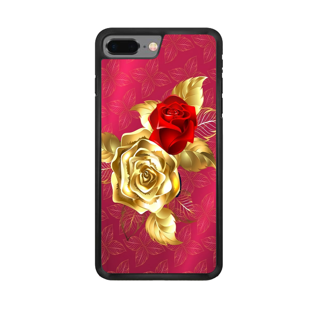 Girly Golden and Red Roses iPhone 8 Plus Case