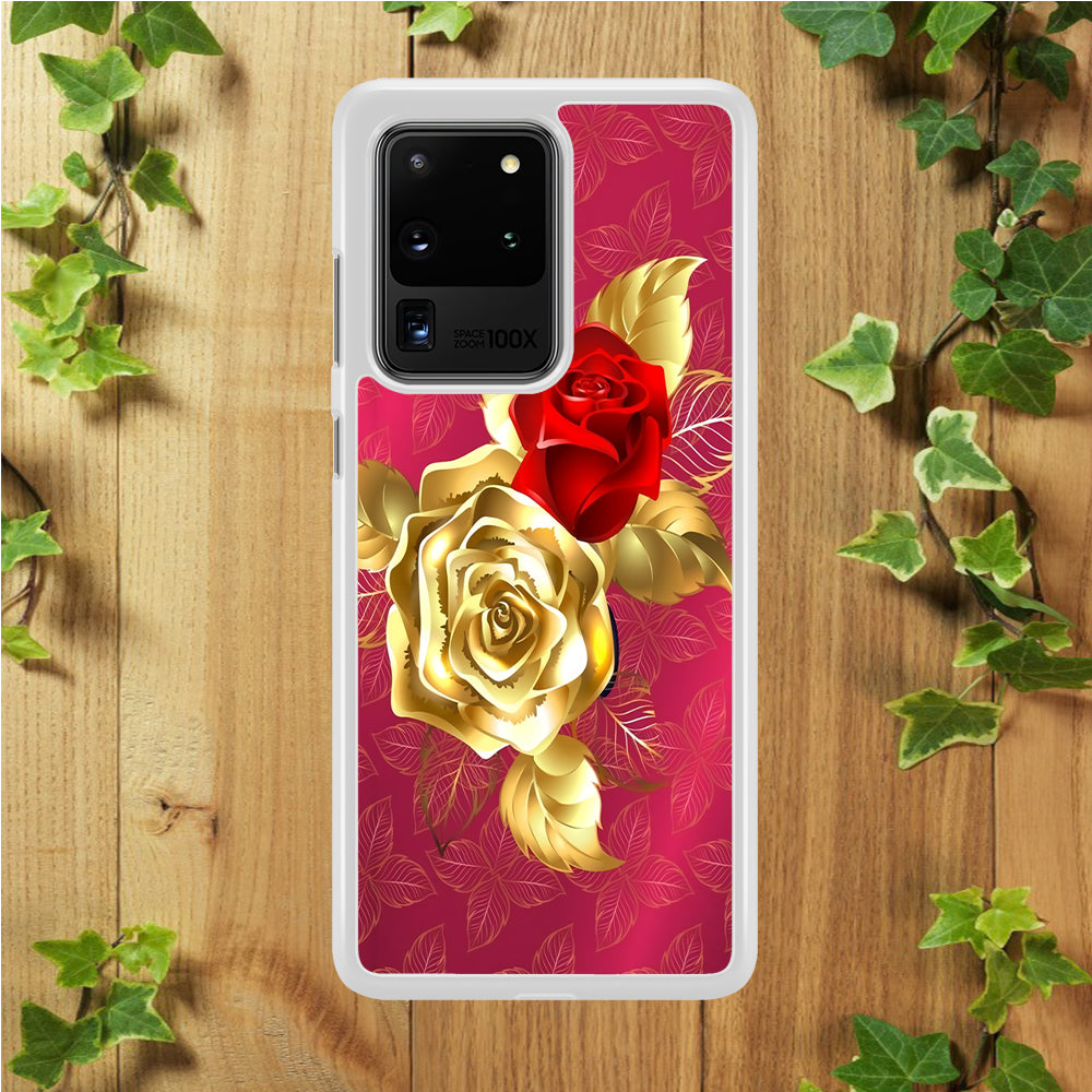 Girly Golden and Red Roses Samsung Galaxy S20 Ultra Case