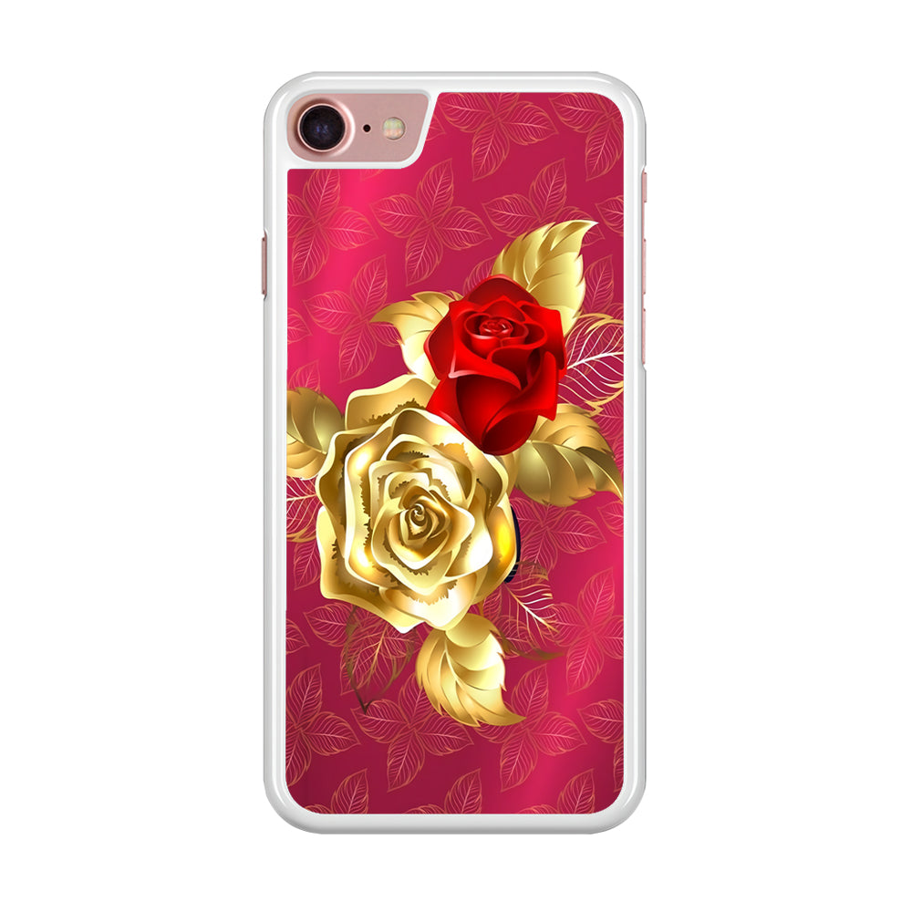 Girly Golden and Red Roses iPhone 8 Case