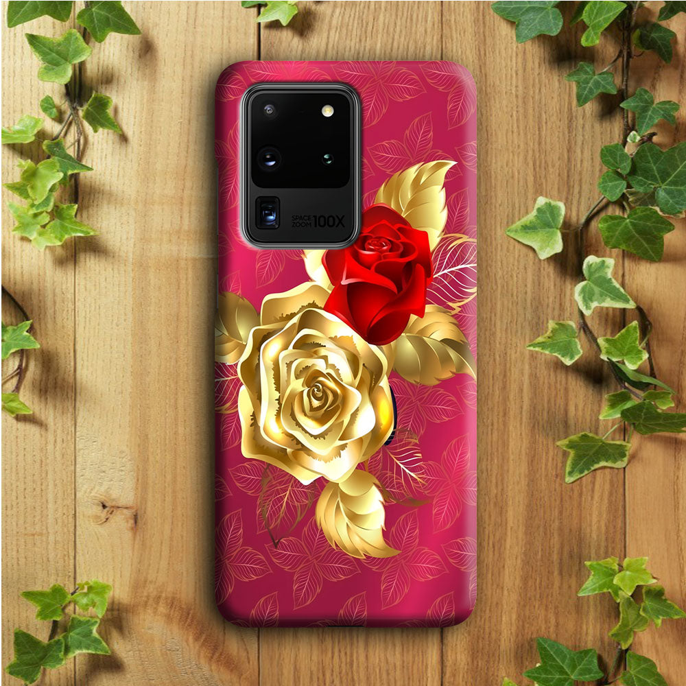 Girly Golden and Red Roses Samsung Galaxy S20 Ultra Case