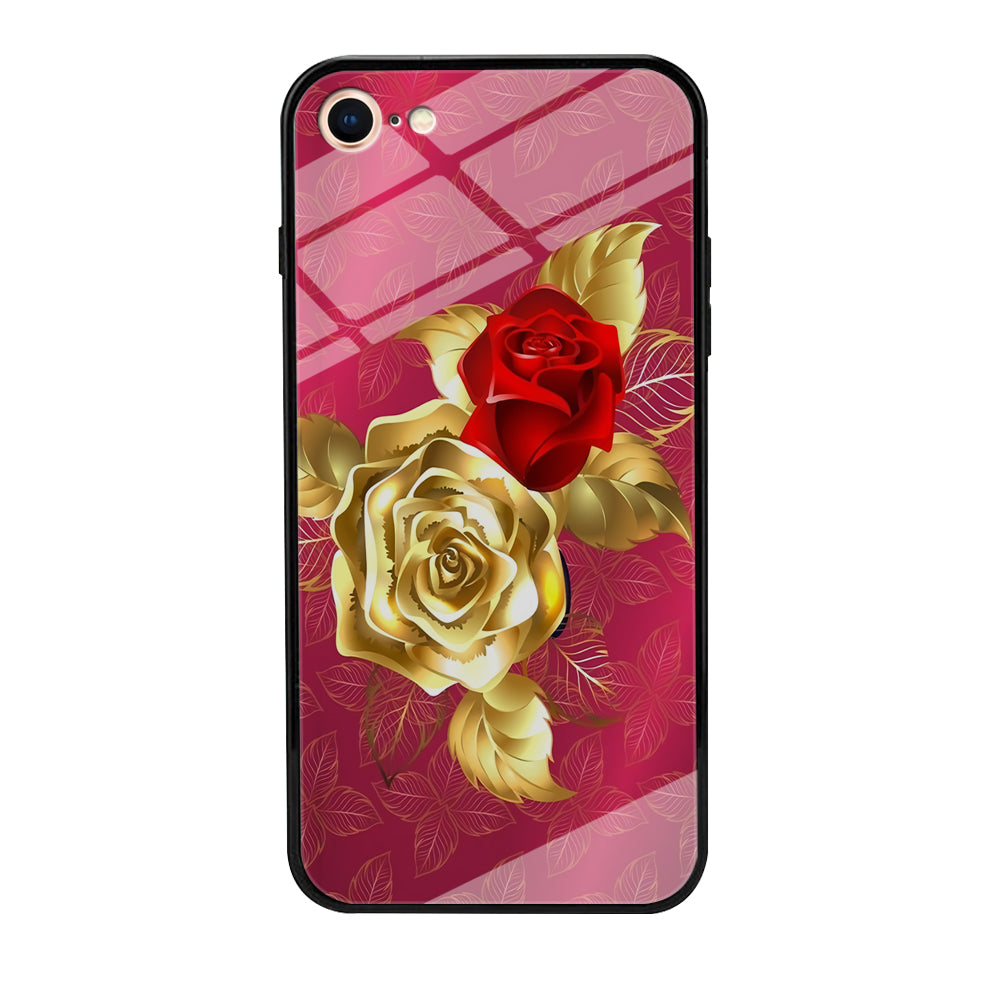 Girly Golden and Red Roses iPhone 8 Case