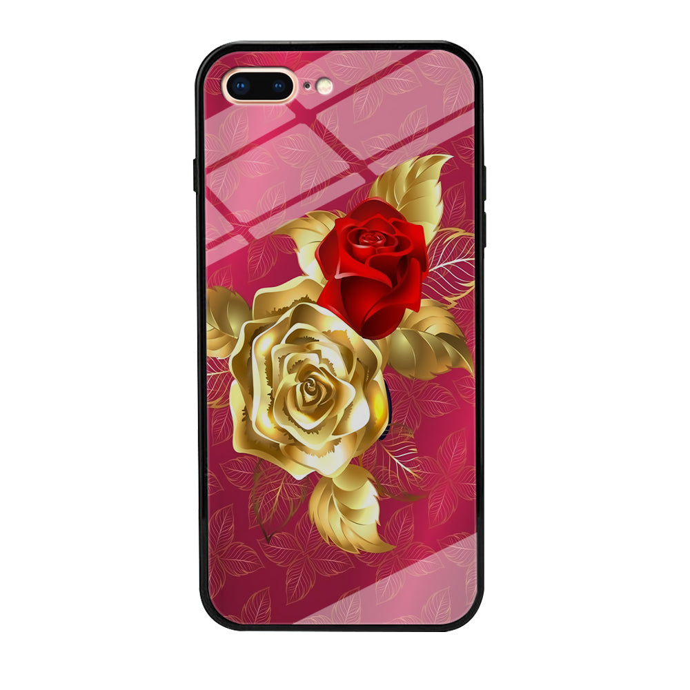 Girly Golden and Red Roses iPhone 8 Plus Case