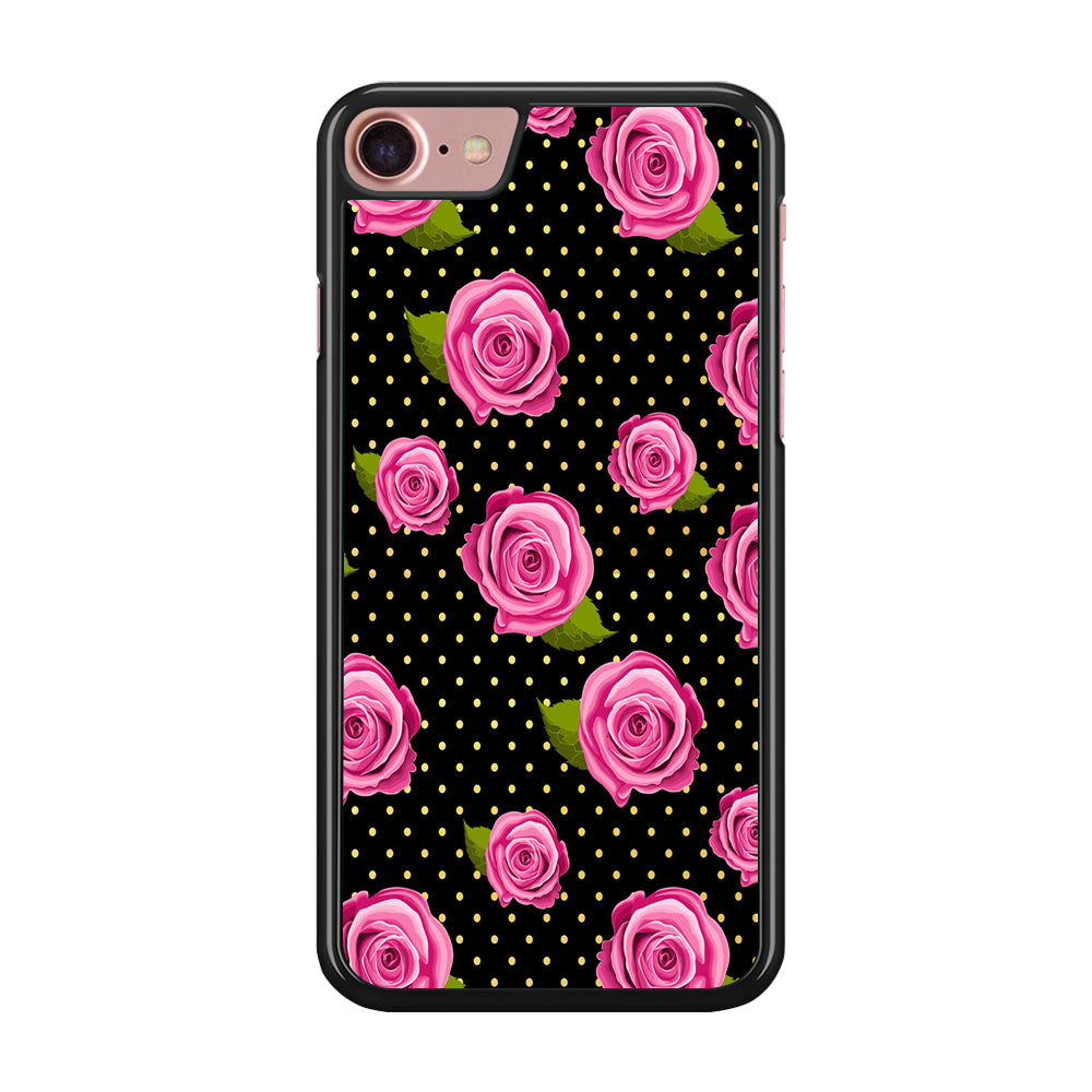 Girly Pink Rose Polka iPhone 8 Case