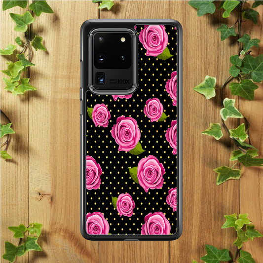 Girly Pink Rose Polka Samsung Galaxy S20 Ultra Case