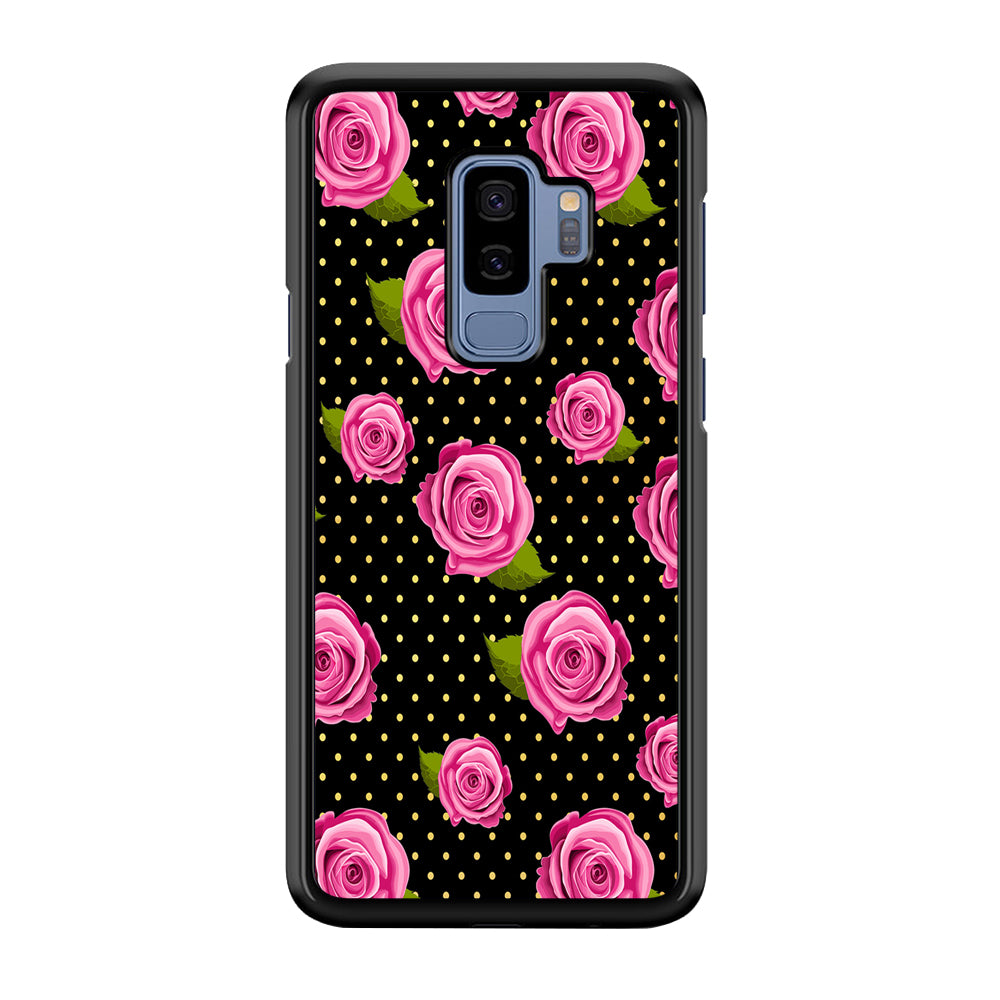 Girly Pink Rose Polka Samsung Galaxy S9 Plus Case