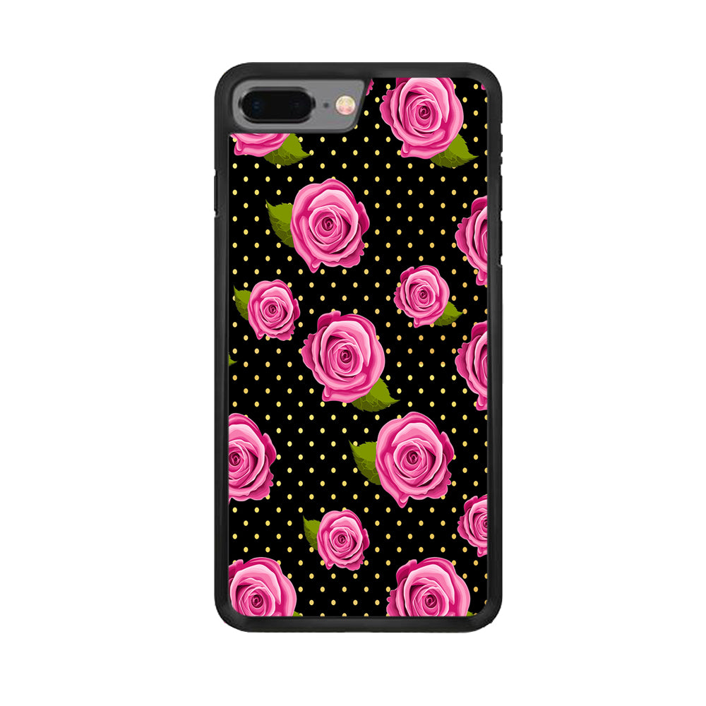 Girly Pink Rose Polka iPhone 8 Plus Case