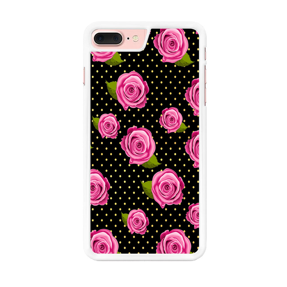 Girly Pink Rose Polka iPhone 8 Plus Case