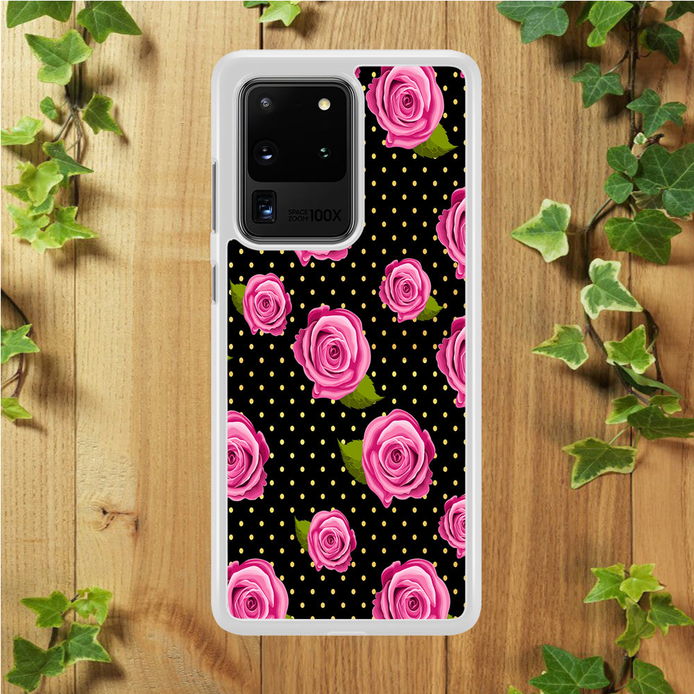 Girly Pink Rose Polka Samsung Galaxy S20 Ultra Case