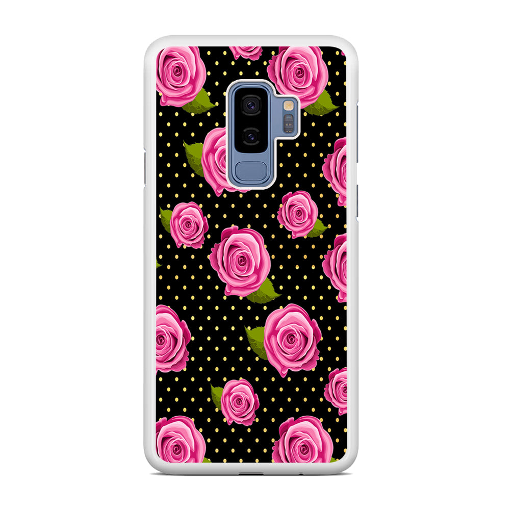 Girly Pink Rose Polka Samsung Galaxy S9 Plus Case