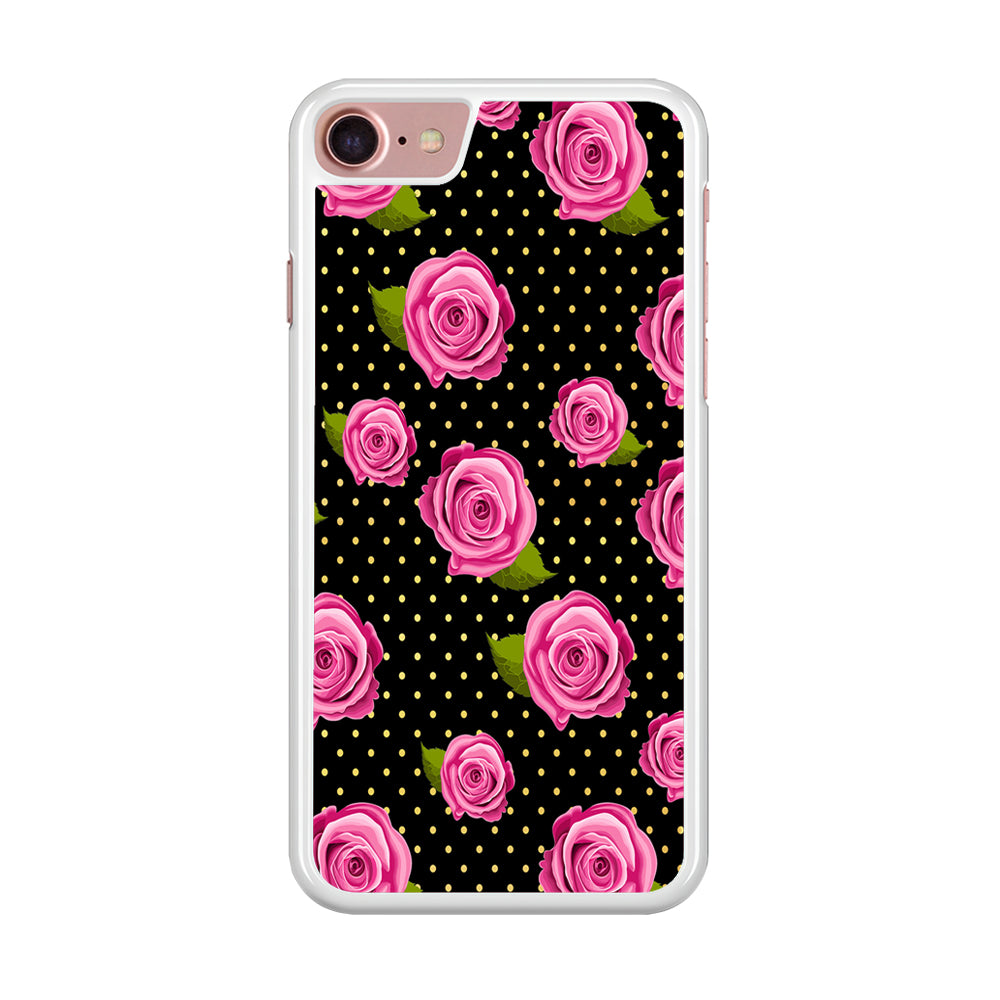 Girly Pink Rose Polka iPhone 8 Case