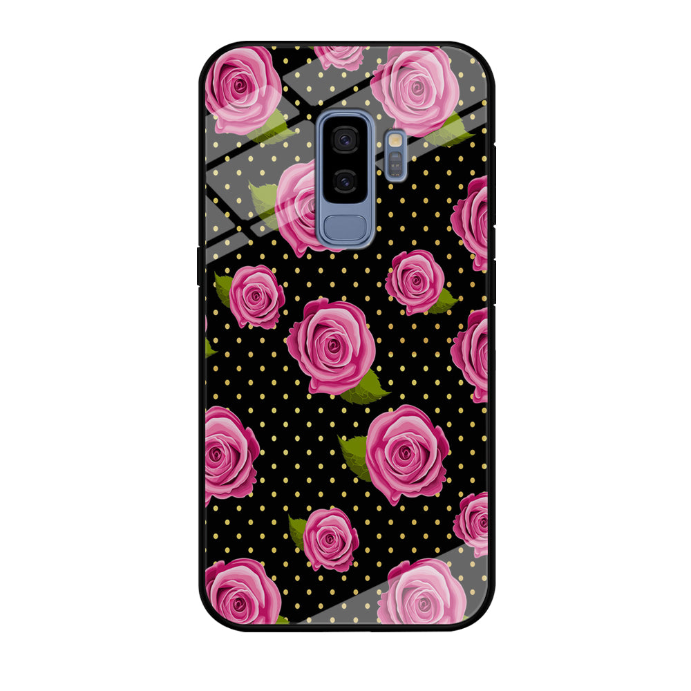 Girly Pink Rose Polka Samsung Galaxy S9 Plus Case