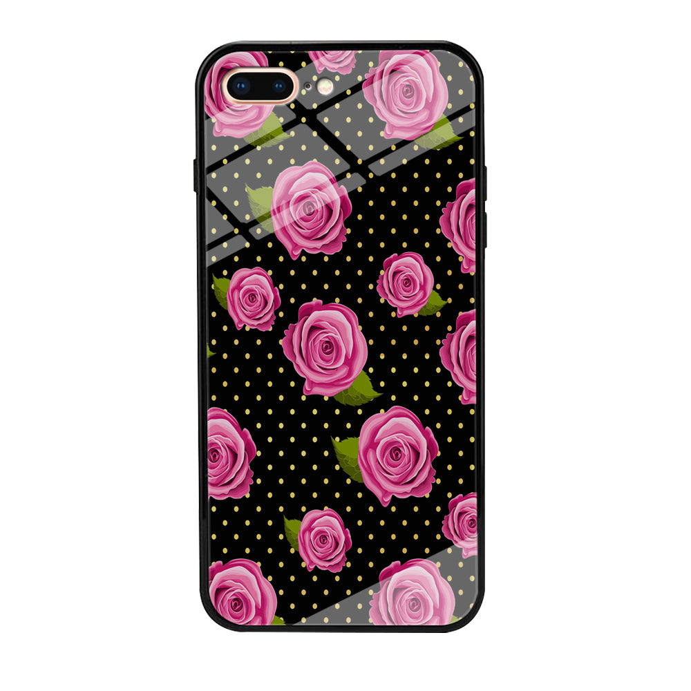 Girly Pink Rose Polka iPhone 8 Plus Case