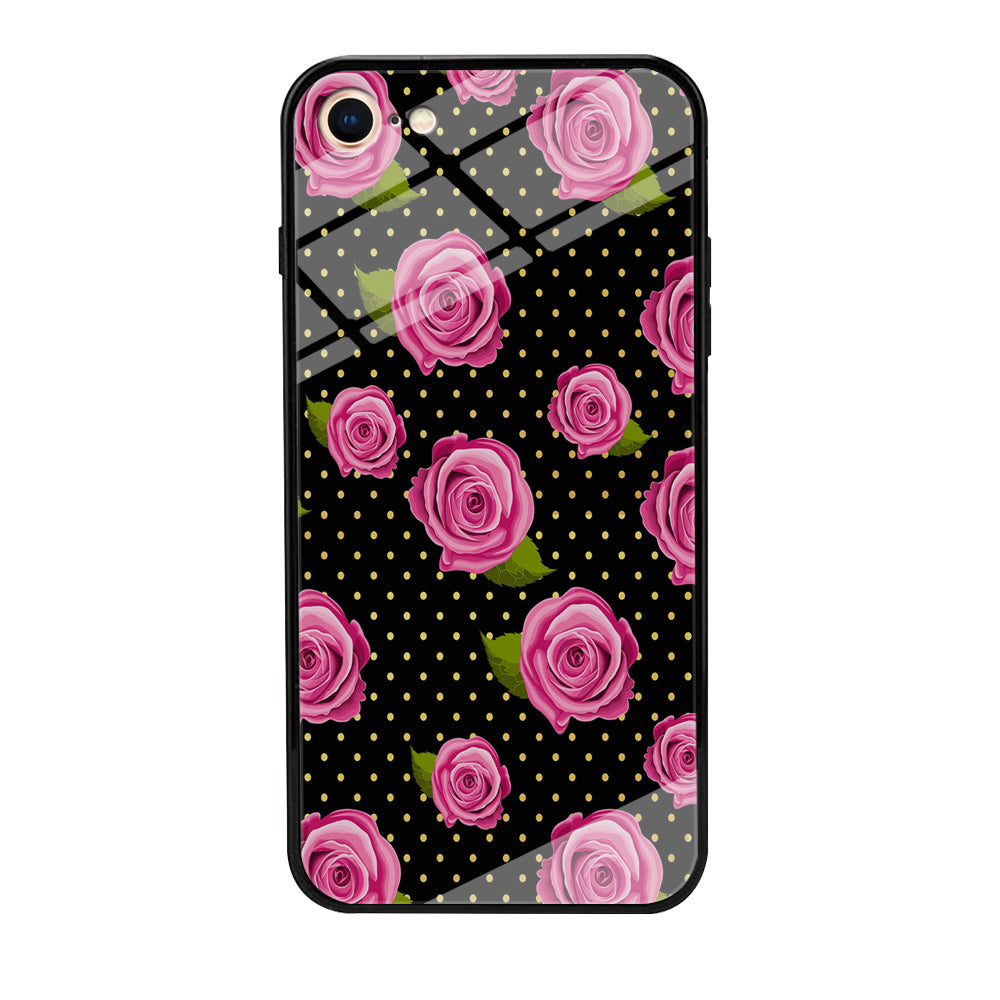 Girly Pink Rose Polka iPhone 8 Case