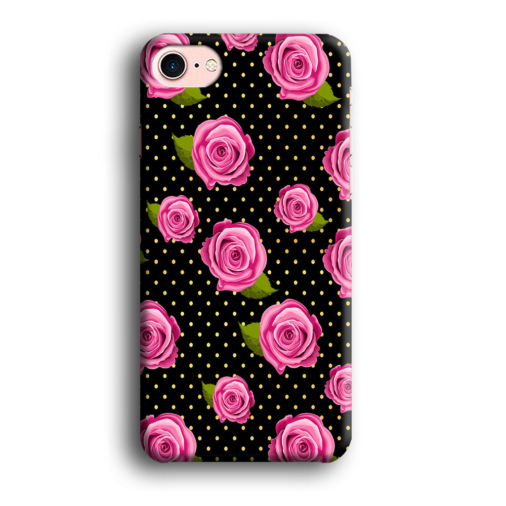 Girly Pink Rose Polka iPhone 8 Case