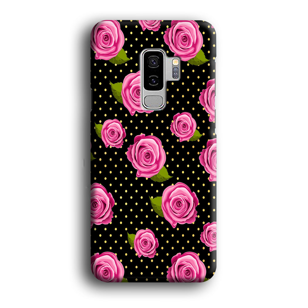 Girly Pink Rose Polka Samsung Galaxy S9 Plus Case