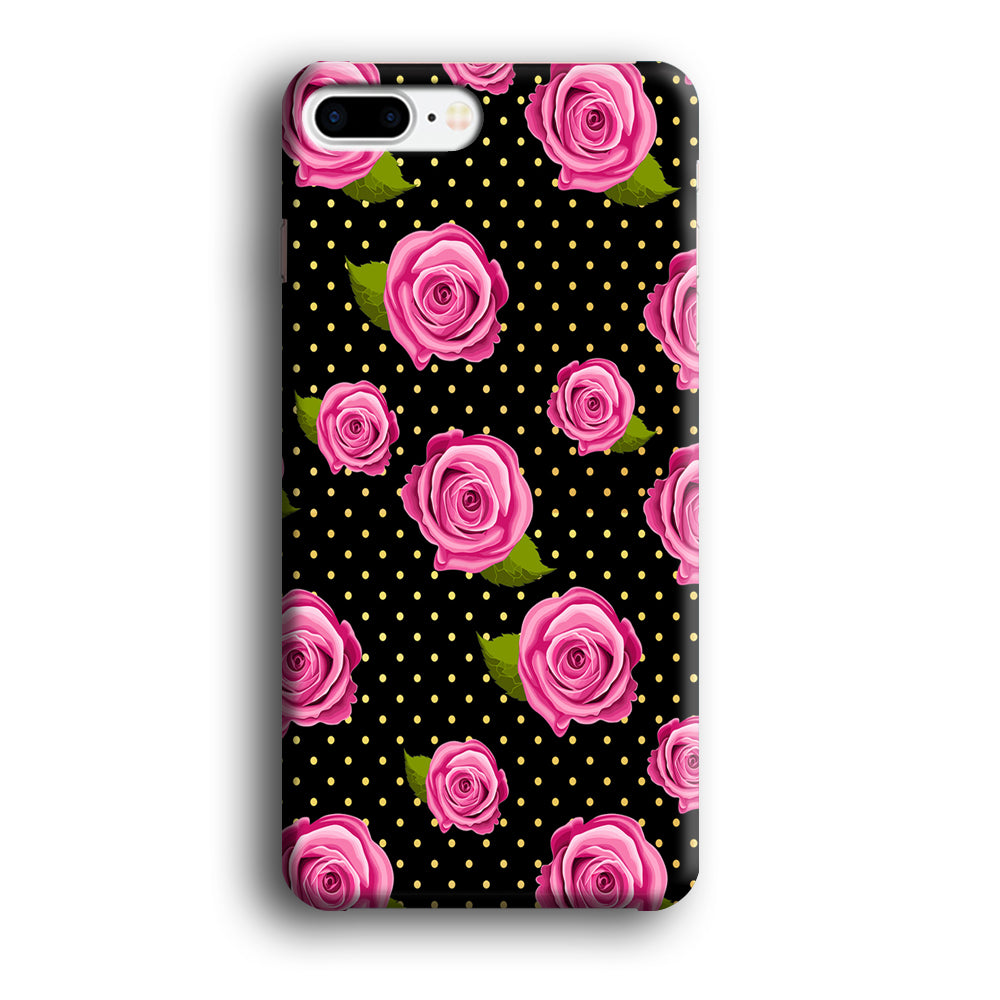 Girly Pink Rose Polka iPhone 8 Plus Case