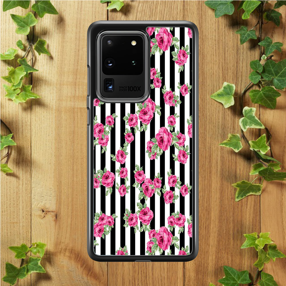 Girly Pink Rose Strip Samsung Galaxy S20 Ultra Case