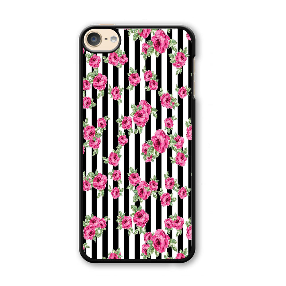 Girly Pink Rose Strip iPod Touch 6 Case